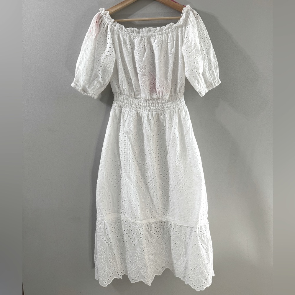 Betsey Johnson White off the shoulder eyelet lace dress